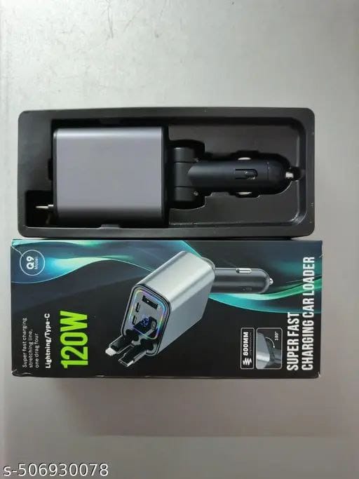 Super Fast 120W Retractable Car Charger – Model Q9
